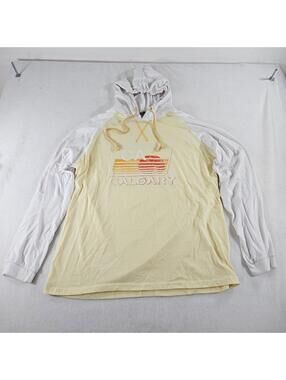 Salt Creek Calgary Hoodie XL Yellow White Lightweight Hooded Shirt Surf Skate